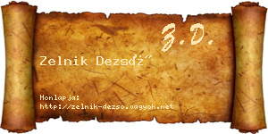 Zelnik Dezső névjegykártya
